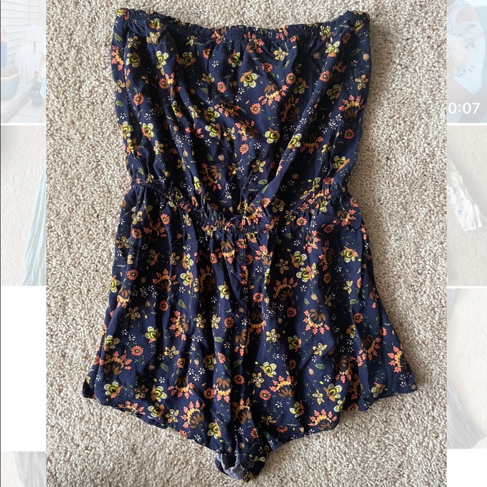 Forever 21 strapless floral romper